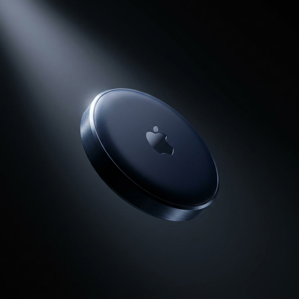 QCOQ premium macro — navy blue tracker disc close-up with dramatic lighting